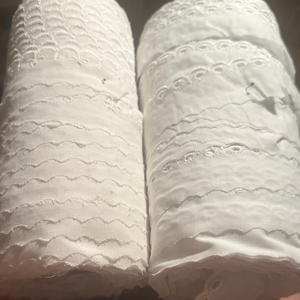 2 White Eyelet lace bolts